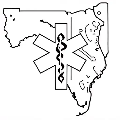 pauldron with ems star of life, outline of florida and outline of ohio tattoo design idea