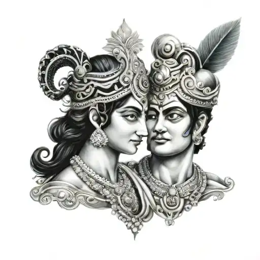 krishna and arjuna tattoo design idea