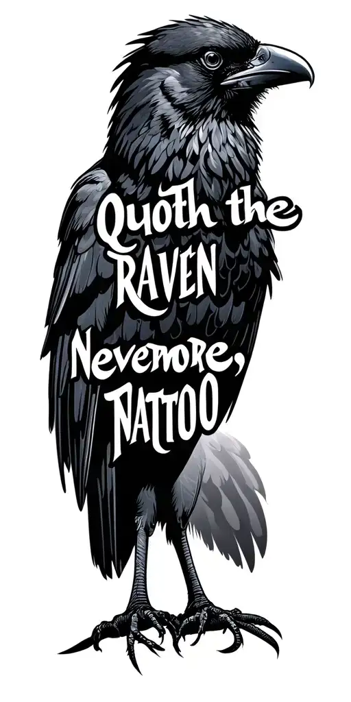 "Quoth the raven, nevermore" raven standing proudly tattoo design idea