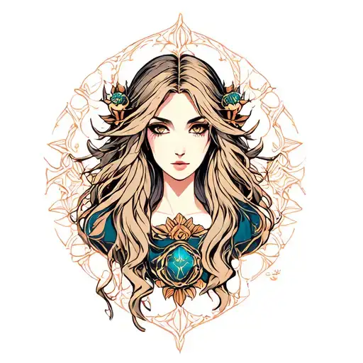 Virgo maiden tattoo design idea