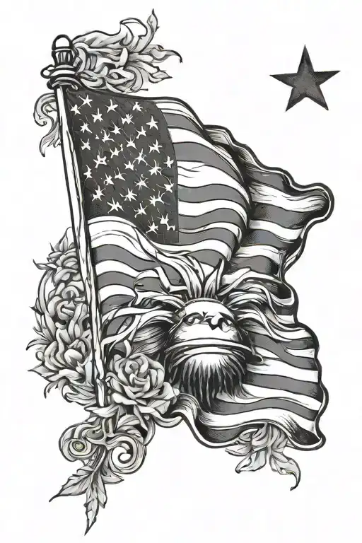 American flag left upper arm sleeve tattoo design idea