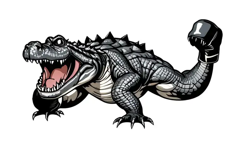 crocodile boxer throwing a punch tattoo design idea