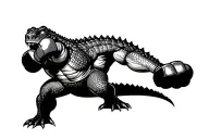 crocodile boxer throwing a punch tattoo design idea