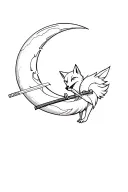A fox eating a katana inside the moon tattoo design idea