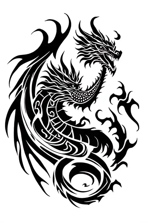 knight killing dragon breathing fire tattoo design idea