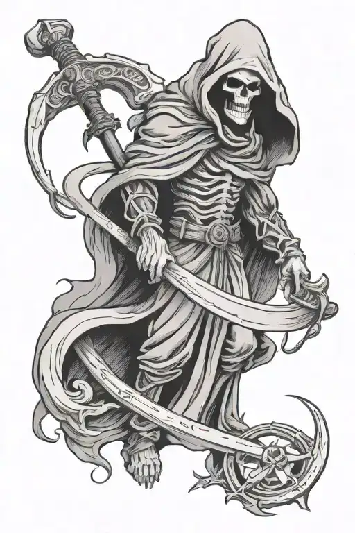 grim reaper holding a scythe tattoo design idea