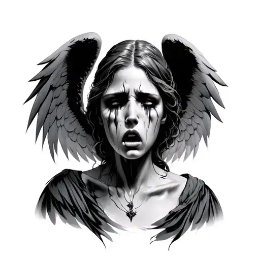 faceless angel crying tattoo design idea