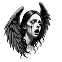 faceless angel crying tattoo design idea