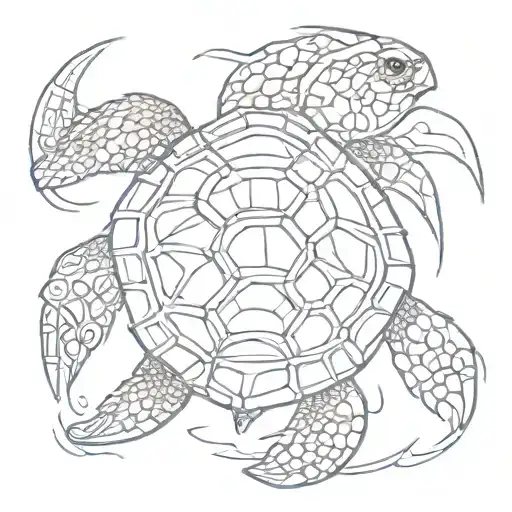 tribal sea turtle tattoo design idea