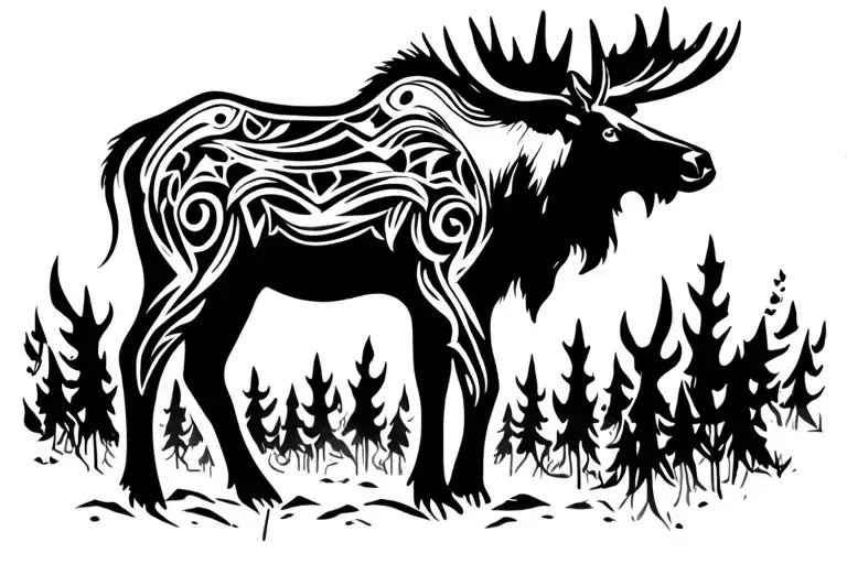 moose standing tattoo design idea