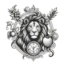 lion taurus libra virgo eith libra apple tattoo design idea