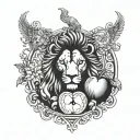 lion taurus libra virgo eith libra apple tattoo design idea