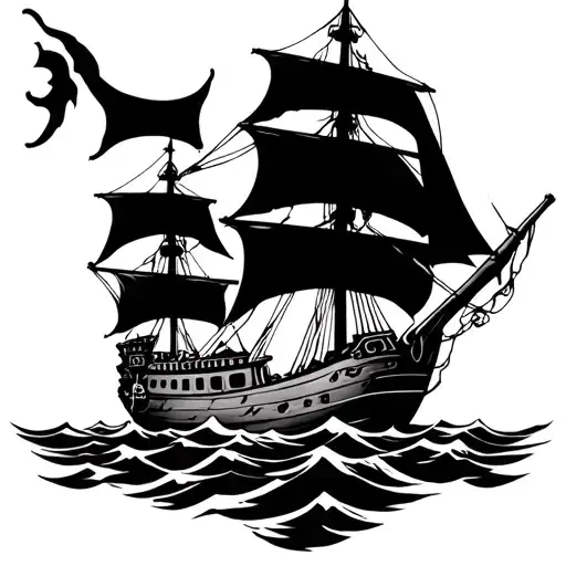 pirate ghost ship sailing tattoo design idea