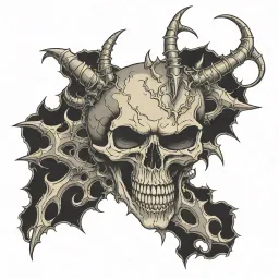 Satanic spiked skull tattoo design idea