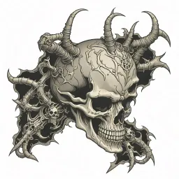 Satanic spiked skull tattoo design idea