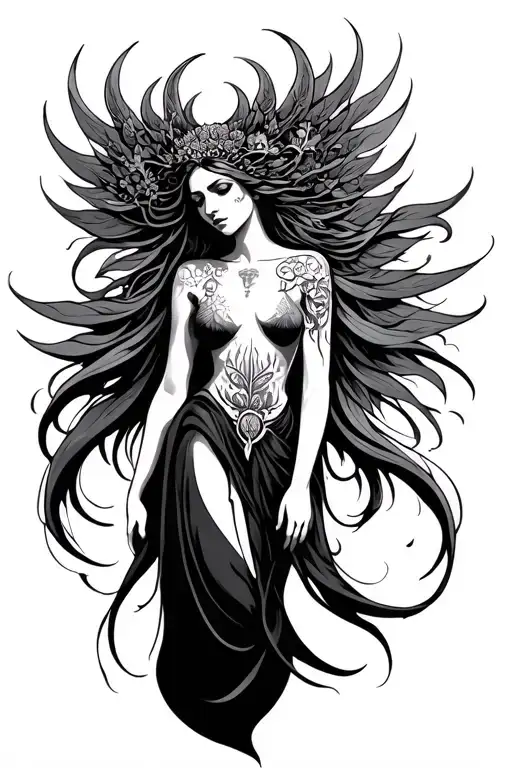 Cancer Goddess tattoo design idea