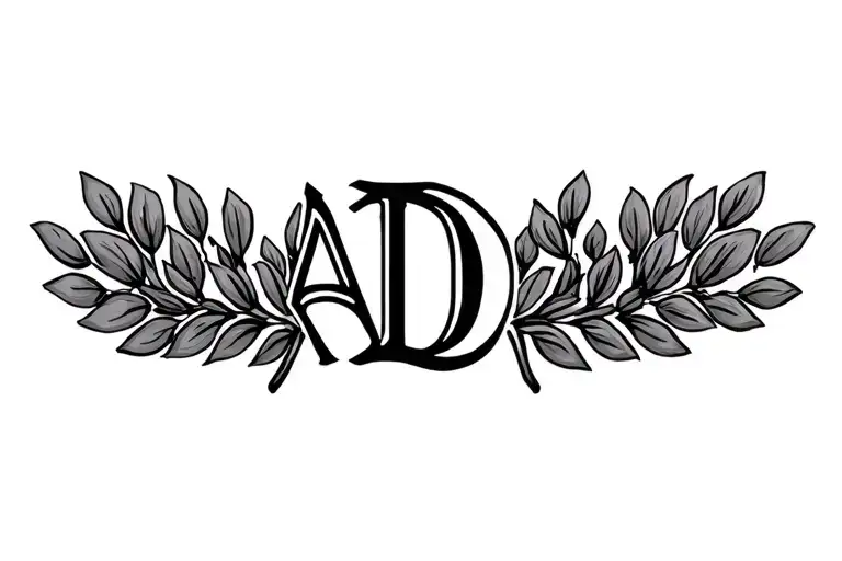 laurel wreath wrist wrist with letters AD  tattoo design idea
