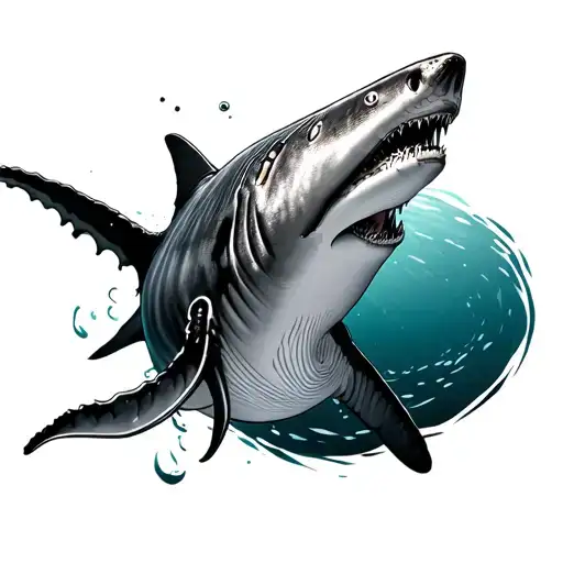 whale shark swimming tattoo design idea