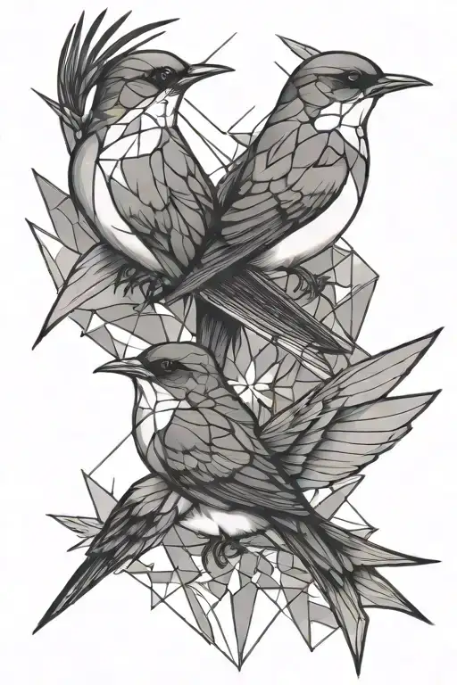 swallows geometric tattoo design idea