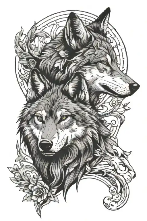 wolf and a dear side by side good and bad tattoo design idea