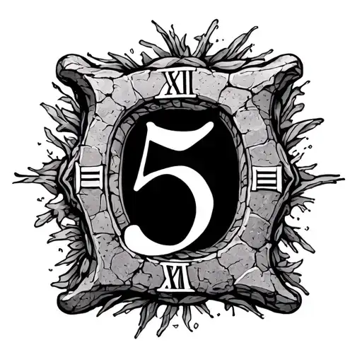 stone Roman numeral 5 tattoo design idea