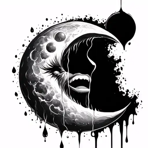 sun laughing moon crying blood tears tattoo design idea