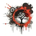 tree abstract compas tattoo design idea