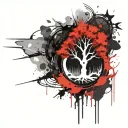 tree abstract compas tattoo design idea