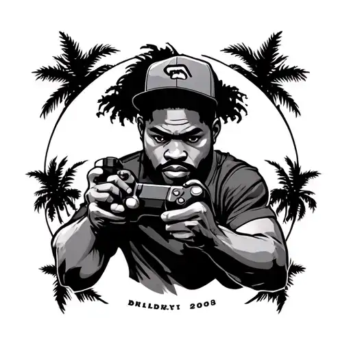 california black guy gamer tattoo design idea