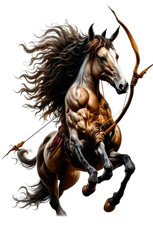 a majestic centaur archer coming tattoo design idea