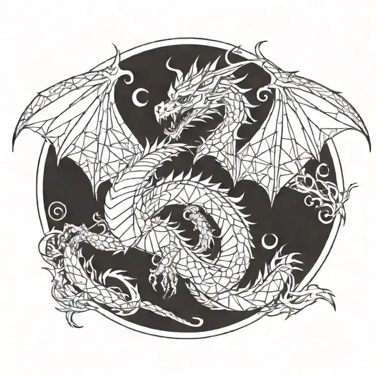 grafficty dragon flying tattoo design idea