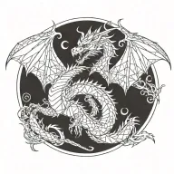 grafficty dragon flying tattoo design idea