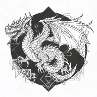 grafficty dragon flying tattoo design idea
