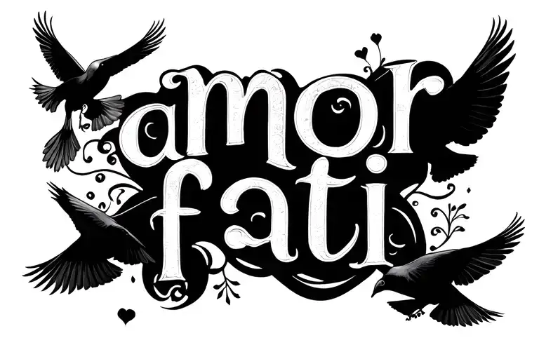 "amor fati" birds flying towards tattoo design idea