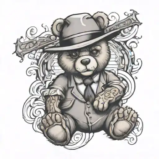 mob boss teddy bear tattoo design idea