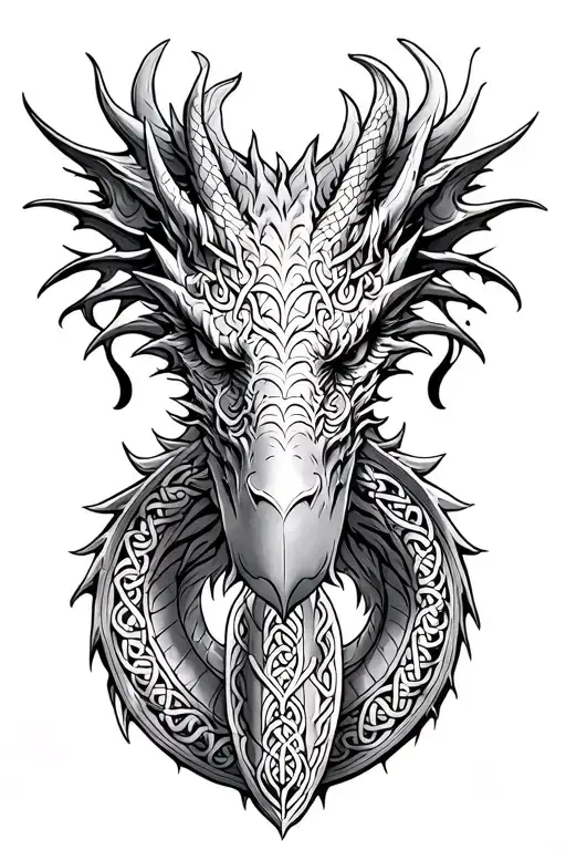 Celtic dragon knight tattoo design idea