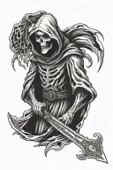 Grim Reaper holding sword tattoo design idea