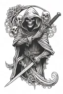 Grim Reaper holding sword tattoo design idea