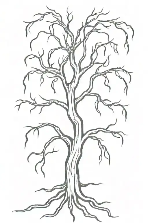 poison tree with flowing blood and words instead of branches pierced by a blade made of many curved lines vector  tattoo design idea
