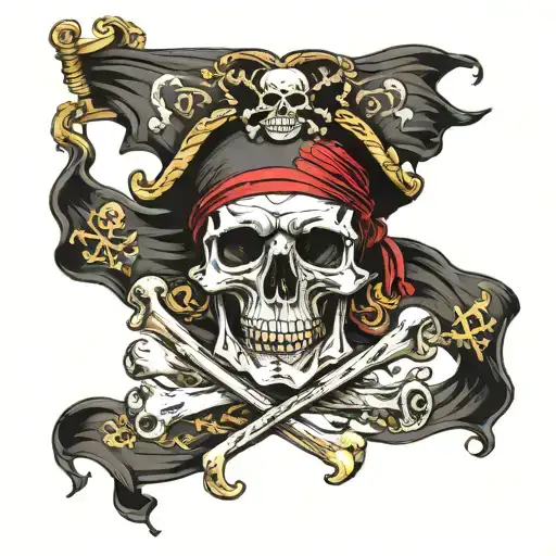 pirate flag morphing tattoo design idea