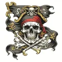 pirate flag morphing tattoo design idea