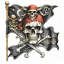 pirate flag morphing tattoo design idea