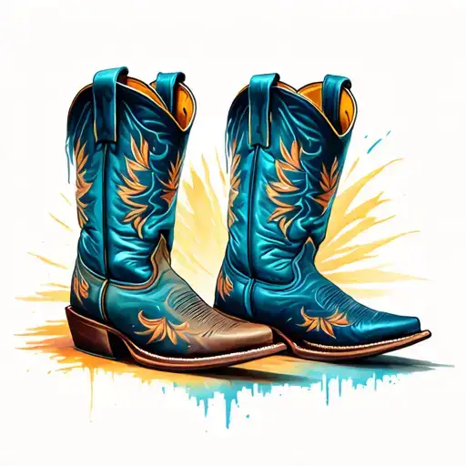 cowboy boot tattoo design idea