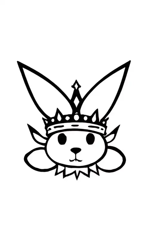 Three Pointed crown sitting on top of the playboy bunny logo ghost grim tattoo design idea