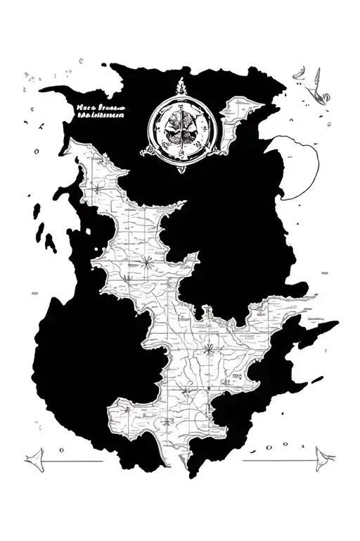 treasure map grid vector and outline tattoo design idea