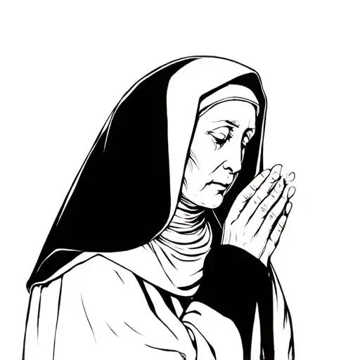 Dark nun praying tattoo design idea