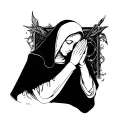 Dark nun praying tattoo design idea