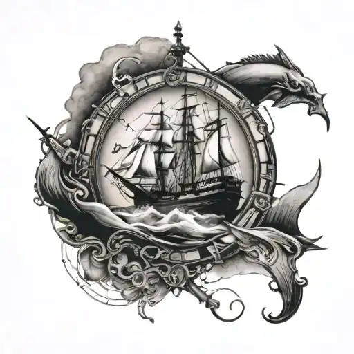 Maritime navigational tattoo tattoo design idea