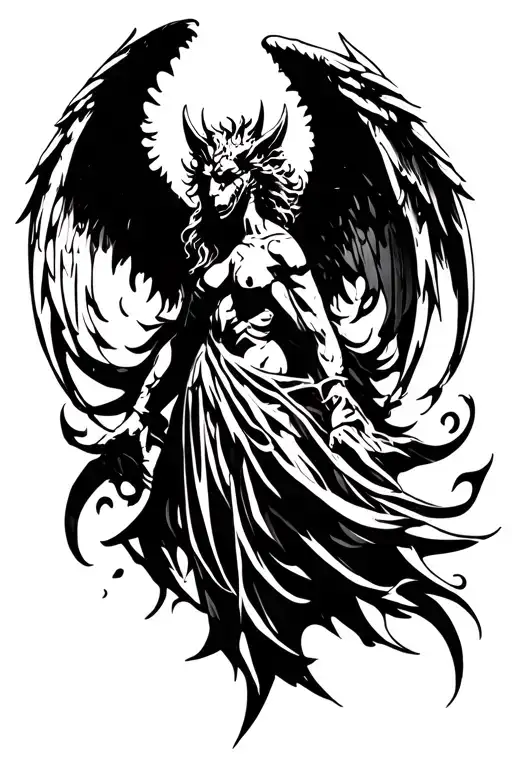 angel and gothic gargoyle position tattoo design idea