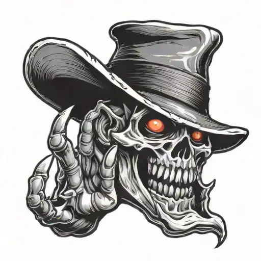 floating sheet ghost with nightmare on elm street hat and claw hand tattoo design idea